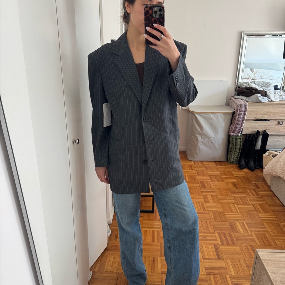 Anine Bing grey pinstripe Blazer